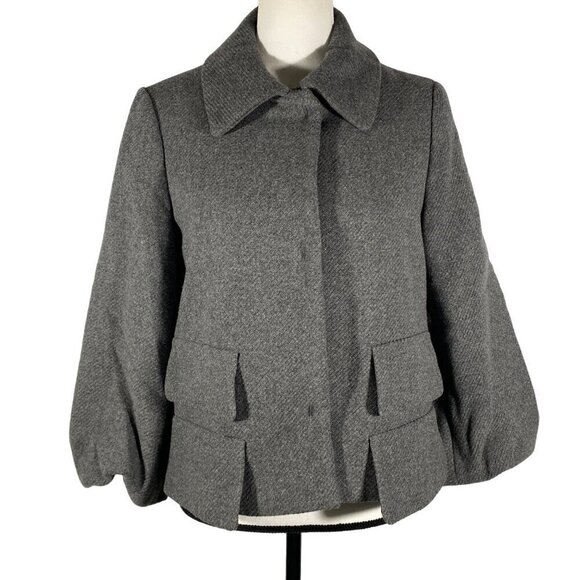 PESERICO cropped wool cashmere bubble sleeve coat jacket women's Italian 42 or M - Picture 1 of 13